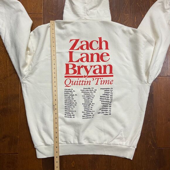 Zach Bryan Quittin' Time Concert Tour Pullover Tan Beige Hoodie Men's Size XXL - Picture 8 of 8
